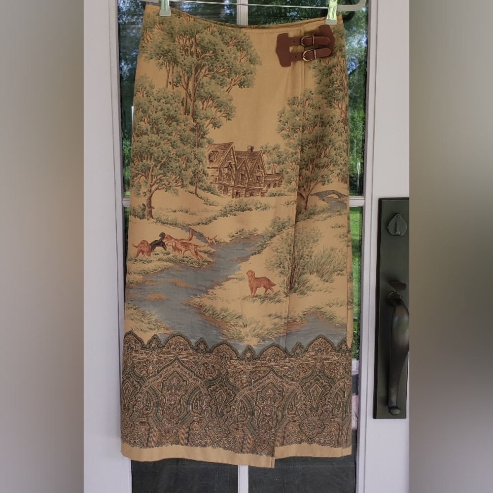 Ralph Lauren Tan and Brown Scenic Skirt
